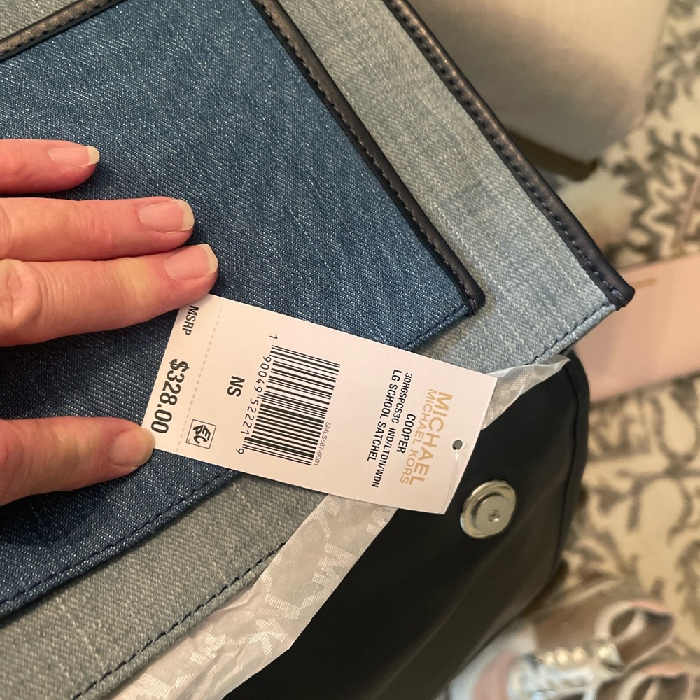 michael kors denim cooper school bag large nwt - Picture 3 of 5